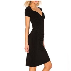 Norma Kamali Wrap Dress Cap Sleeve Sweetheart Neckline Knee Length Size M US 6